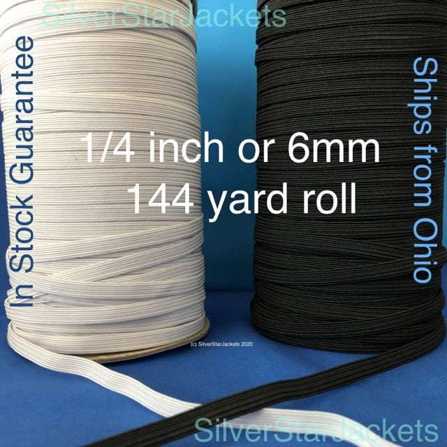 Full rolls of 1/4 inch or 6mm elastic for sewing face masks. Flat, Sof –  SilverStarJackets